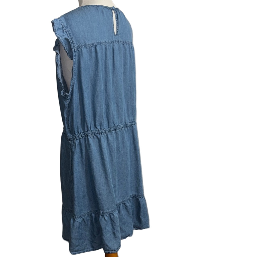 Time and Tru Denim Blue Ruffle Dress With pockets - Picture 7 of 12